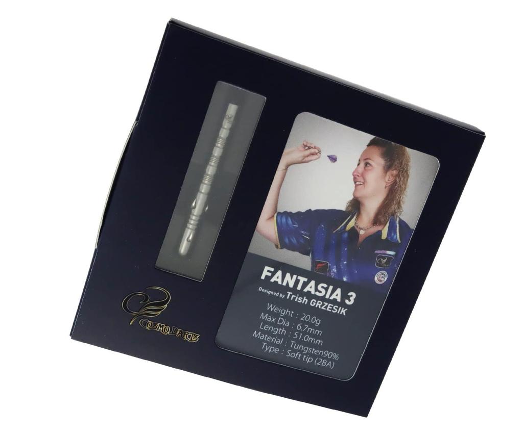 COSMO DARTS FANTASIA3 Trish Grejcic Player Model Tungsten 2BA Csd1411 (FANTASIA3 90%) Darts, Barrel, 20.0g,