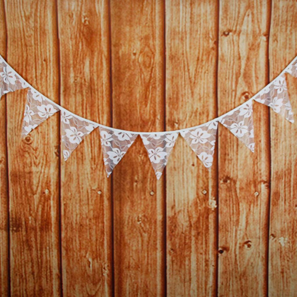 Avrupa Düğün & Parti Süslemeleri İçin Beyaz & Çok Renkli Çiçekli Dantel Üçgen Bayrak Süslemeleri