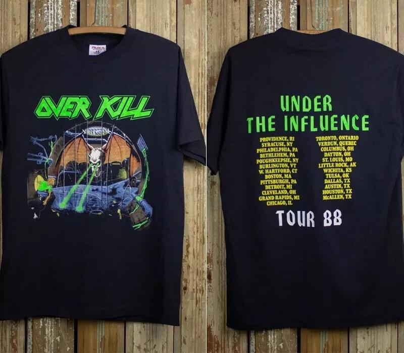 Over Kill Under The Influence Tour Concert 1988 2 Sided Black Unisex Tshirt Unisex T-Shirt S