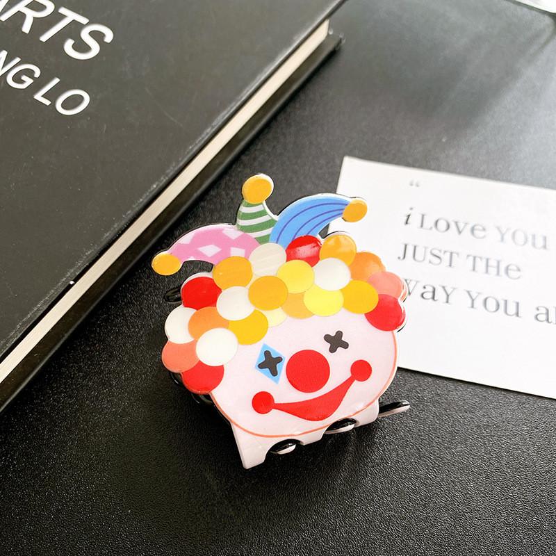 

Adorable Clown Print Acrylic Hair Claw Clip For Cute Half Updo Hairstyles