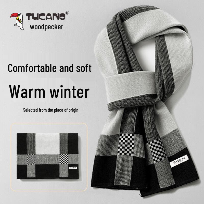 

TUCANO Men s Classic Plaid Knitted Winter Scarf
