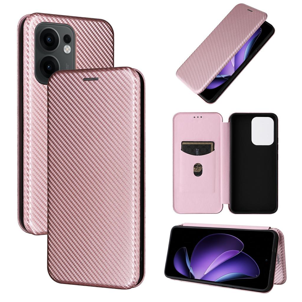 For Oppo Reno13 F 5G Case Carbon Fiber Texture Drop-Proof PU Leather Phone Cover