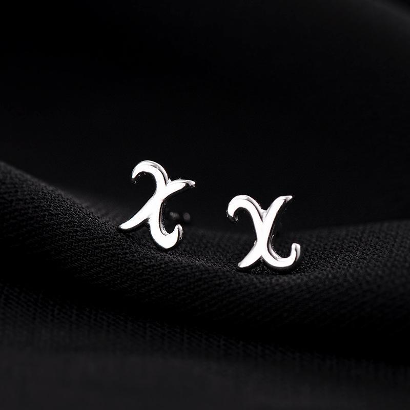 Banyan Tree S925 Silver English Alphabet Earrings for Women - Small, Comfortable, Single Earrings for Sleeping