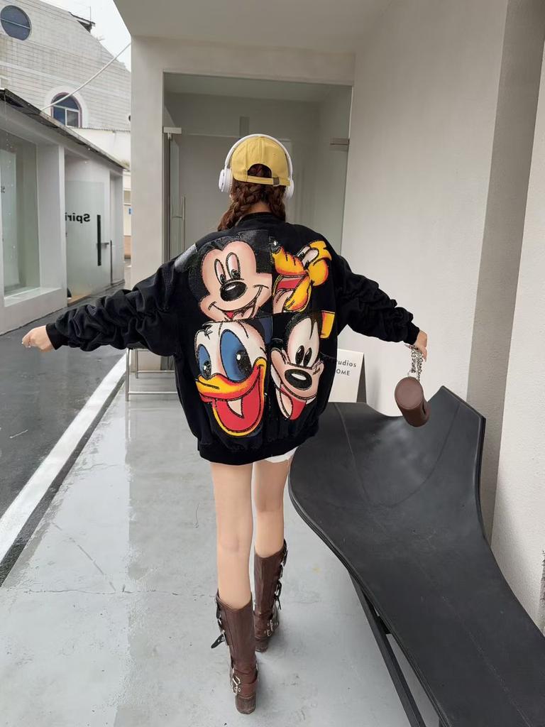 European trendy brand Mickey Sigongge baseball jacket women's spring loose design versatile jacket top