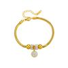 Gold Plated Snake Chain Bracelet with Zircon Charm