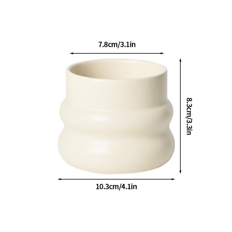 Ceramic Small Flowerpot Cream Colored Succulent Plant Pot Desktop Green Plant Potted Decoration Ins Style Home Ornament Decor