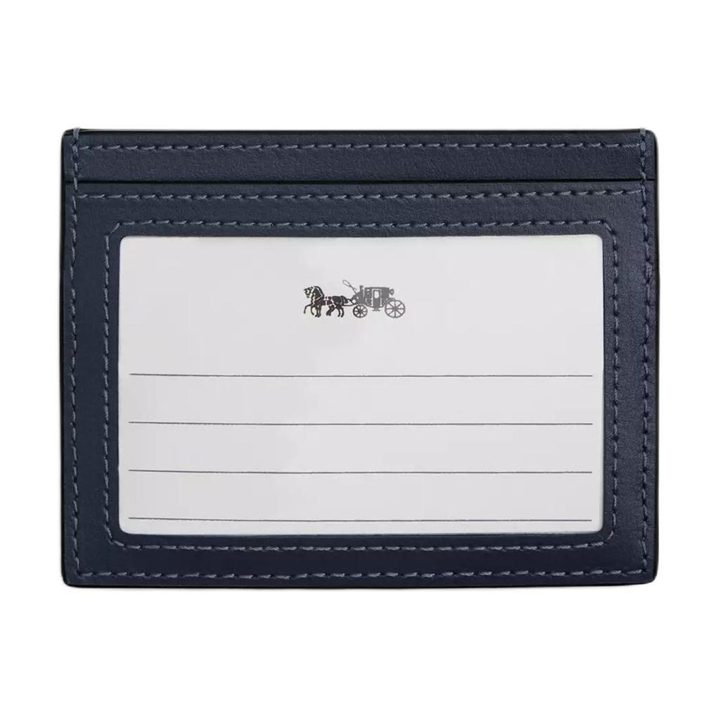 Coach Card Case 10 Ultra Thin Quilted Classic Logo Smooth Leather Unisex Card Case Indigo CAT70-IMTYV