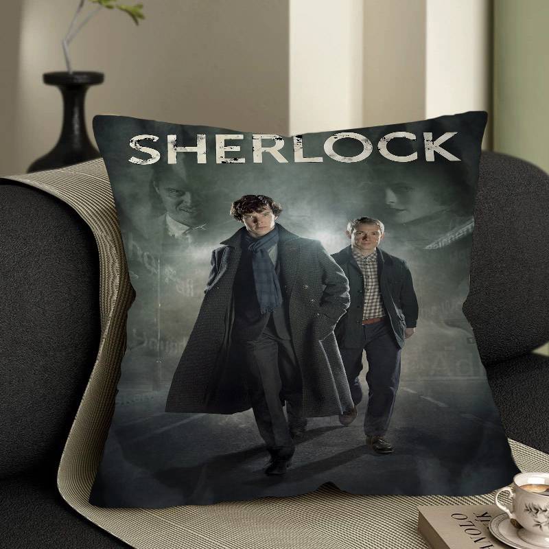 S-Sherlock Holmes Detective Series Pillow Cover Sofa Cushion Cover Home Room Decoration Children Gift