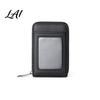 Solid Color Slim Wallet Card Wallet Thin Credit Holder with ID Window Portable Business Case Zip Closure Faux Leather Pouch for Cash Cards