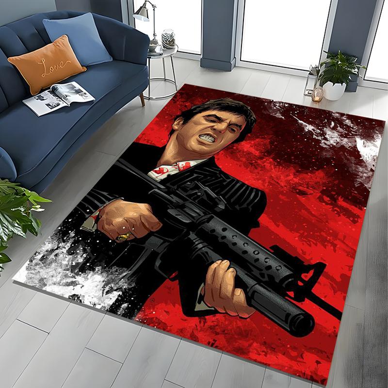 Tappeto Classico Scarface Tony Montana Movie Art per Camera da Letto Soggiorno Divano Decorazione Zerbino per Casa, Grande Tappeto Antiscivolo per Bambini