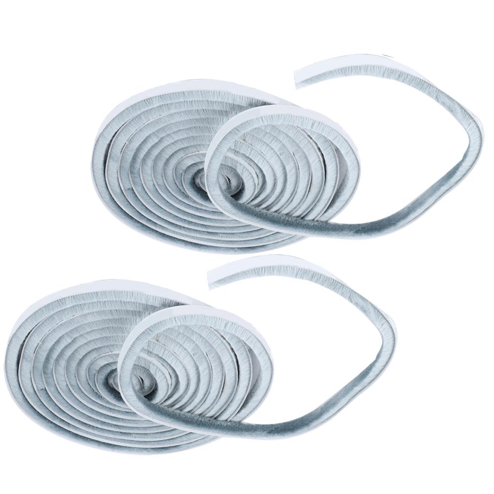 2 Pezzi 9x9mm Antipolvere Antivento Autoadesiva Striscia Sigillante a Spazzola per Porta Finestra 5m Grigio Argento