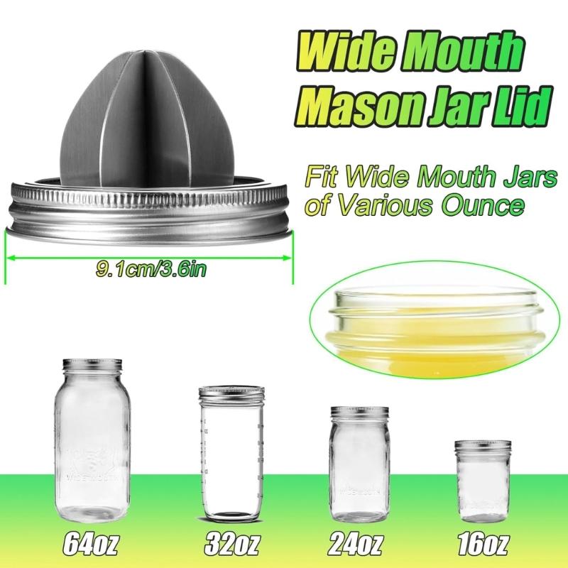 Mason Jar Stainless Steel Juicer Lid Wide Mouth Mason Jar Juicer Lid Stainless Steel Manual Citrus Lemon Juicer Lid Home