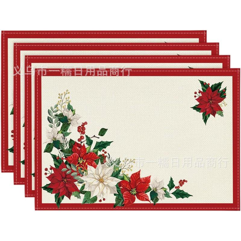 2024 Christmas Linen Table Mats - Washable, Stain-Resistant, Heat-Resistant with Snowflake & Santa Designs