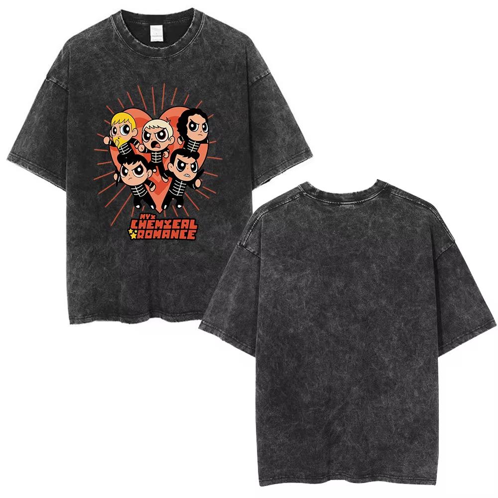 2026 Rock Band My Chemical Romance Vintage Washed T-shirt Welcome To The Cat Parade Funny T-shirts Men Women Clothing Short Sleeve T Shirt Tee Top S