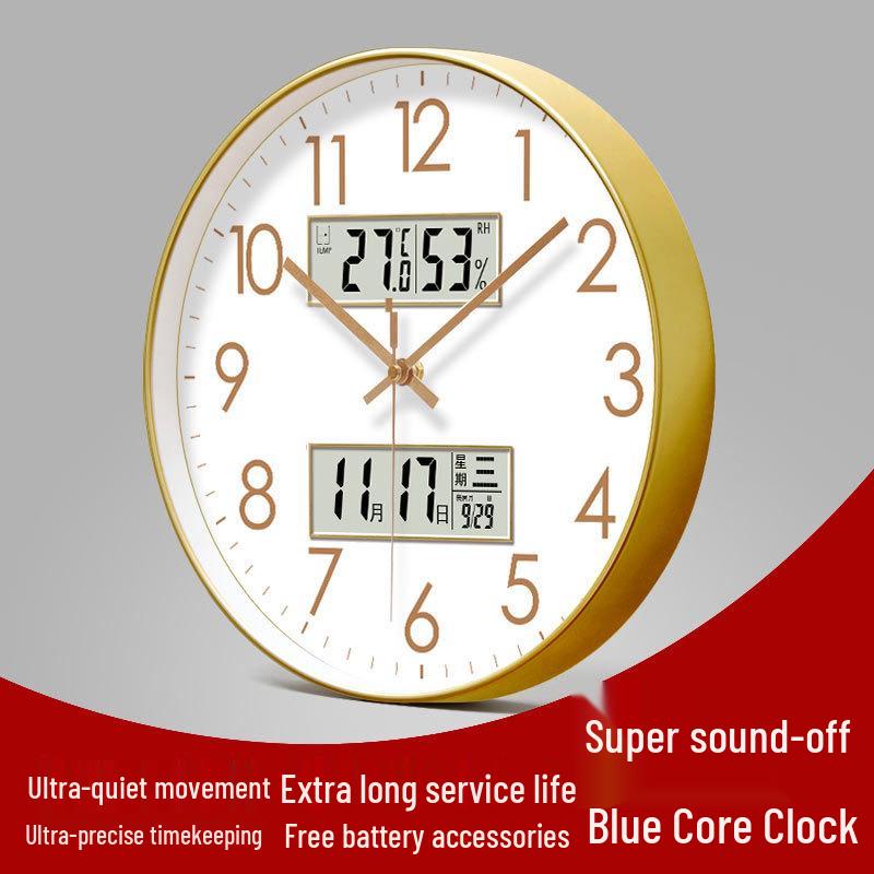 Yipula 6026 Perpetual LCD Wall Clock - Silent Dual Date Classic for Living Room