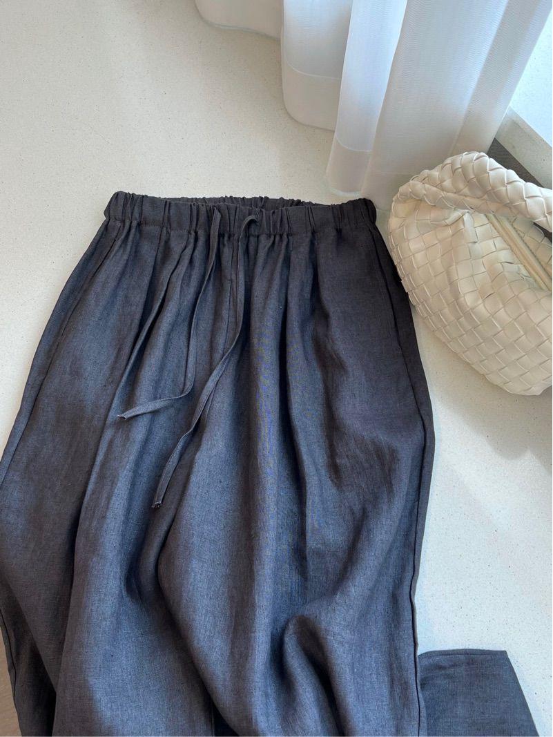 Women s Wide-Leg Tencel Linen Ramie Pants - Summer Petite Collection Extra Large