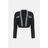 Black Rhinestone Long Sleeve Bandage Top and Short Jacket Evening Dress