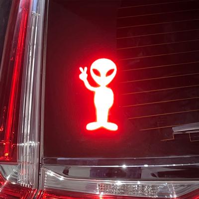 1 Pcs Car Sticker Personality Fashion Alien Peace Highly Reflective Motorcycle Vinyl Decals Accessories Sunscreen