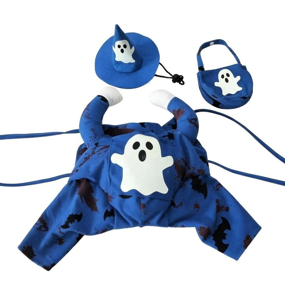 Adjustable Halloween Pet Ghost Costume Glow-in-the-Dark Full Body Jumpsuit Photography