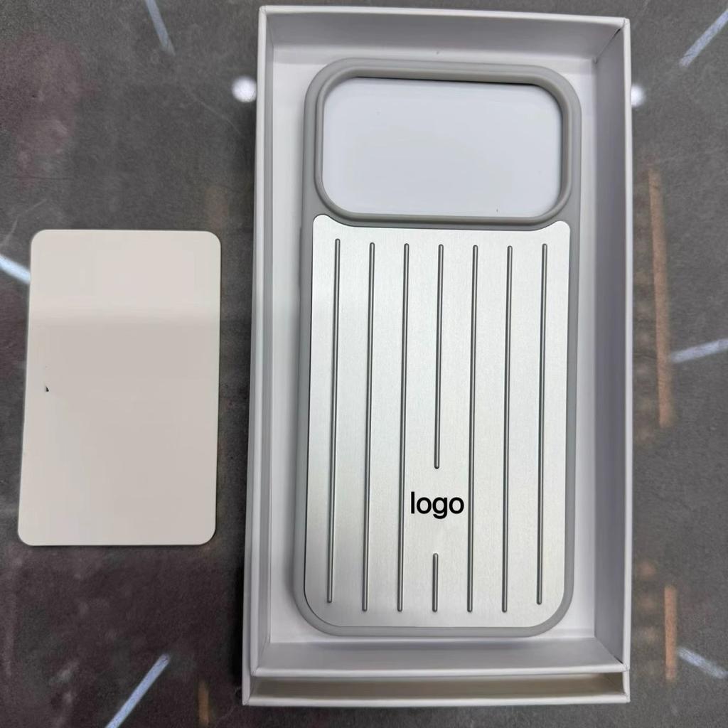 Business 3D Aluminum Alloy Corrugated Stripe Stylish Case For IPhone 17 Pro Max 16 15 14 13 Advanced Minimalist Solid Color Sle Luggage Non-Slip Cover