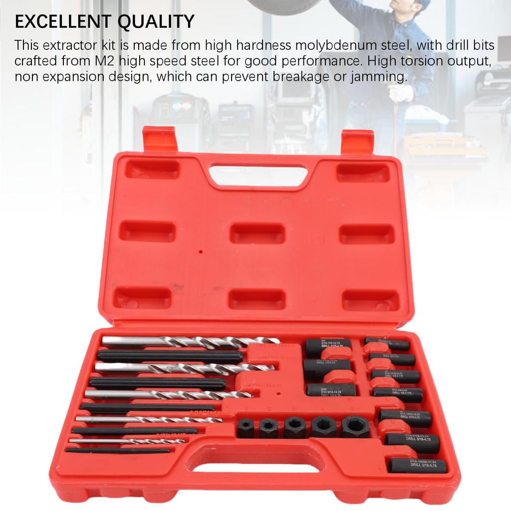 High Hardness Steel Easy Out Broken Bolt Extractor Kit Screw Extractor Set with Storage Case Damaged Screw Extractor Set