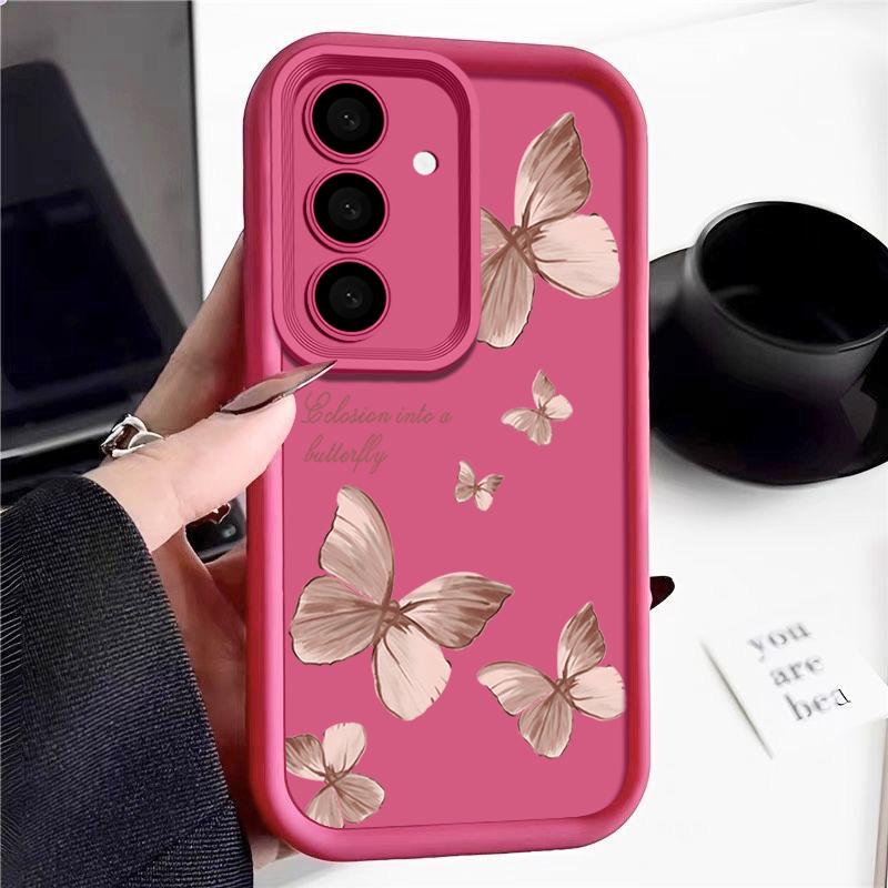 Wzór motyla Wstrząsoodporna matowa obudowa telefonu do Samsung S25 Ultra S24 FE S23 Plus S22 A56 A36 A16 A55 A06 A15 A35 A05 A54 TPU Miękka obudowa zderzaka