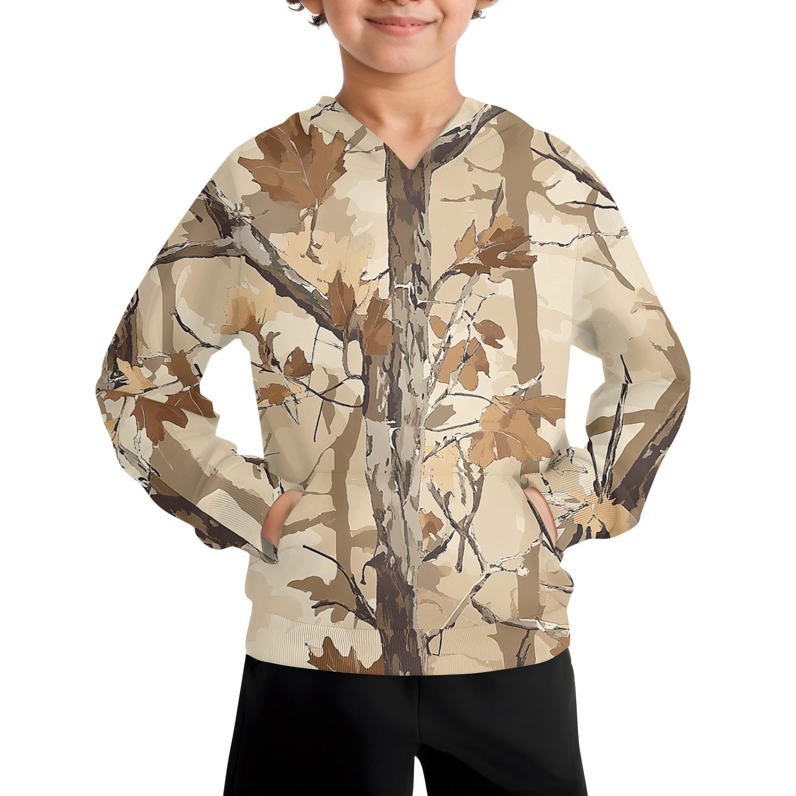 

Повседневная модная толстовка с длинным рукавом и капюшоном с карманом для мальчиков 120 бежевый