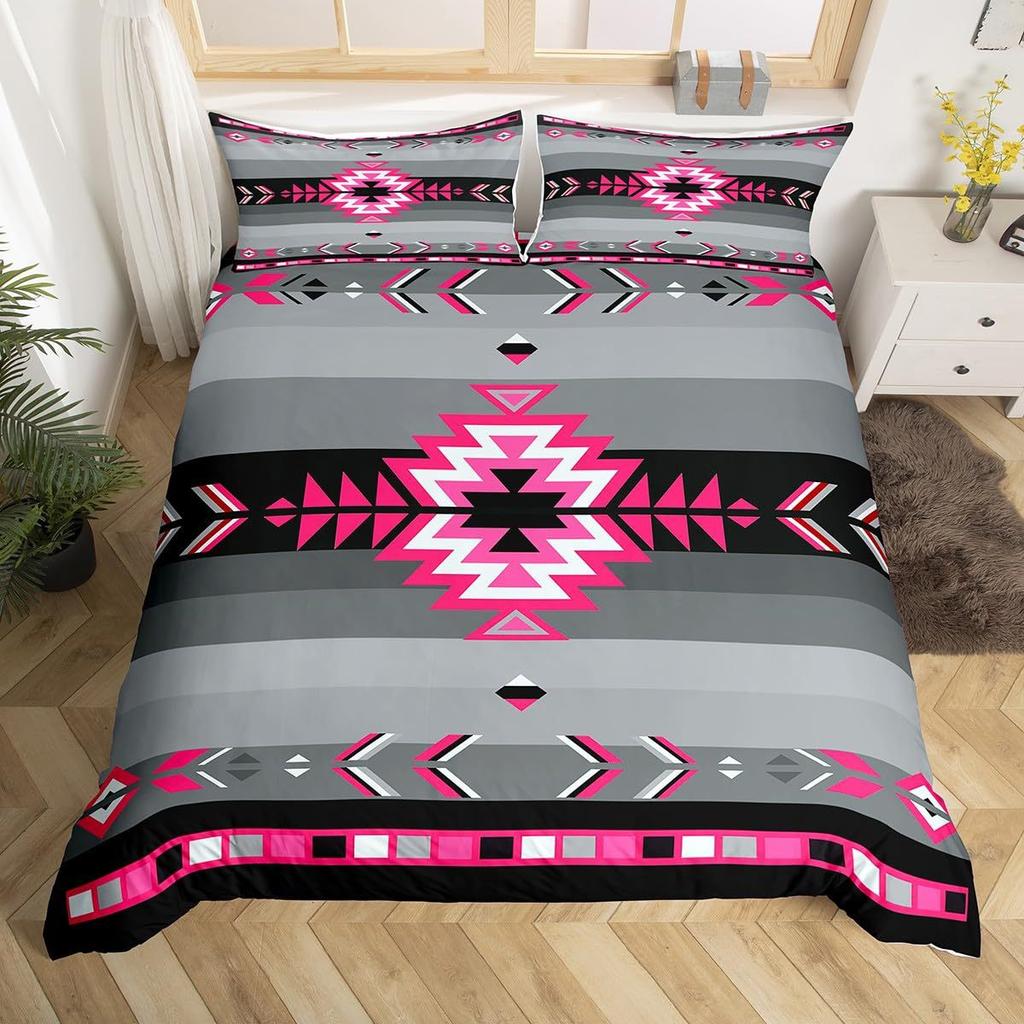 Geometric Pattern Down Comforter Set Bedding Set 3-piece Duvet Cover Set