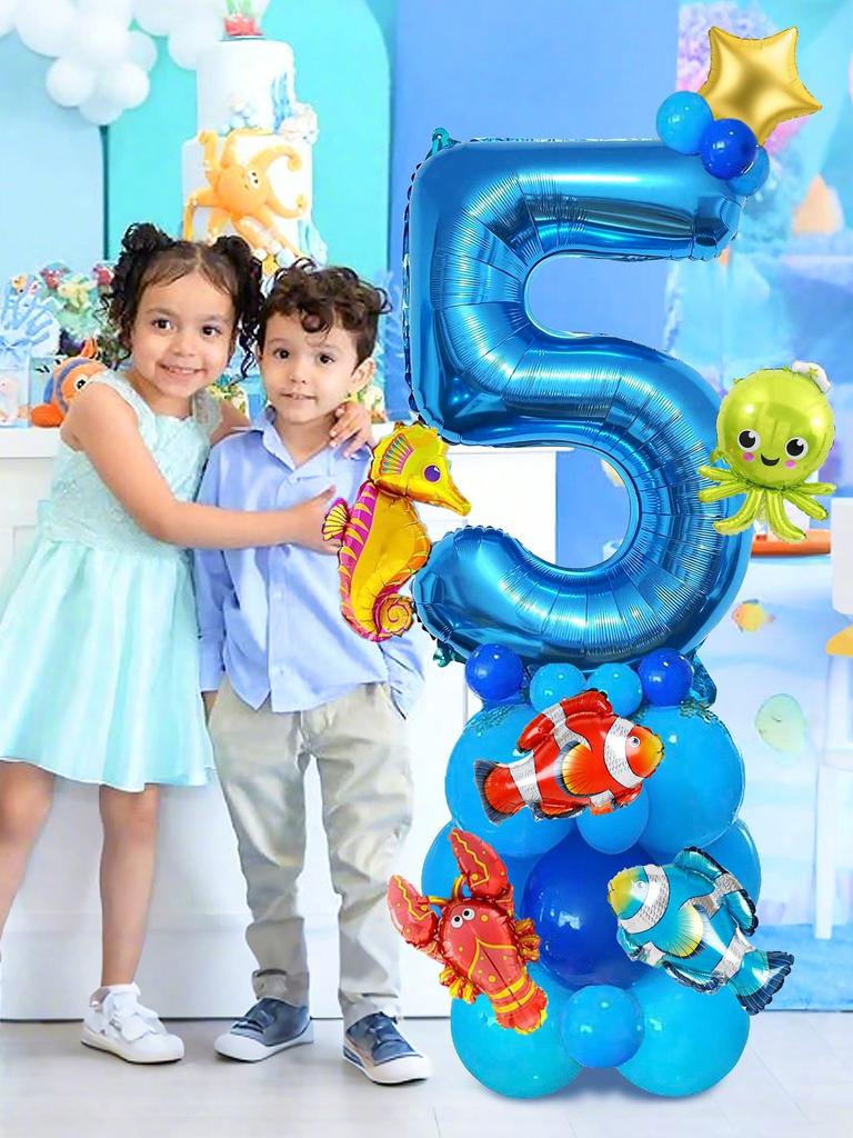 24pcs Cute Sea Animal Theme Balloons Lobster Octopus Seahorse Fish Shape Balloon for The Sea Party Decoration Birthday Balloons