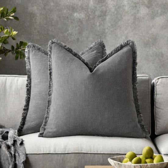 Povlak na polštář s krátkým třásňovým lemem čtvercový bohémský styl dekorace na kancelářskou pohovku