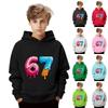 Kinder Langarm Lockerer Pullover Buchstabenaufdruck Kordelzug Kapuzen-Sweatshirt