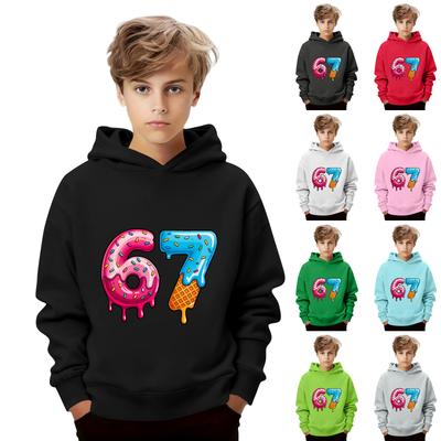 Çocuk Uzun Kollu Bol Kesim Baskılı İpli Kapüşonlu Sweatshirt