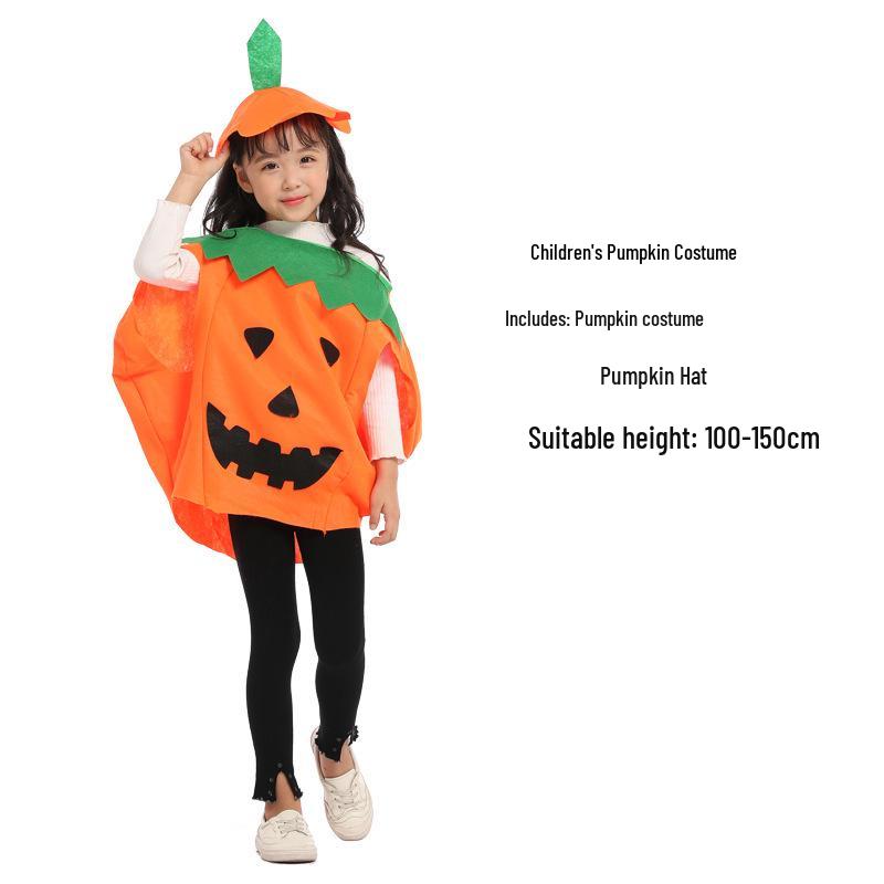 Halloween Costume Set: Pumpkin Cloak, Hat, and Bag for Boys, Girls, Adults, and Children - Perfect for Ghost Festival Dress-Up