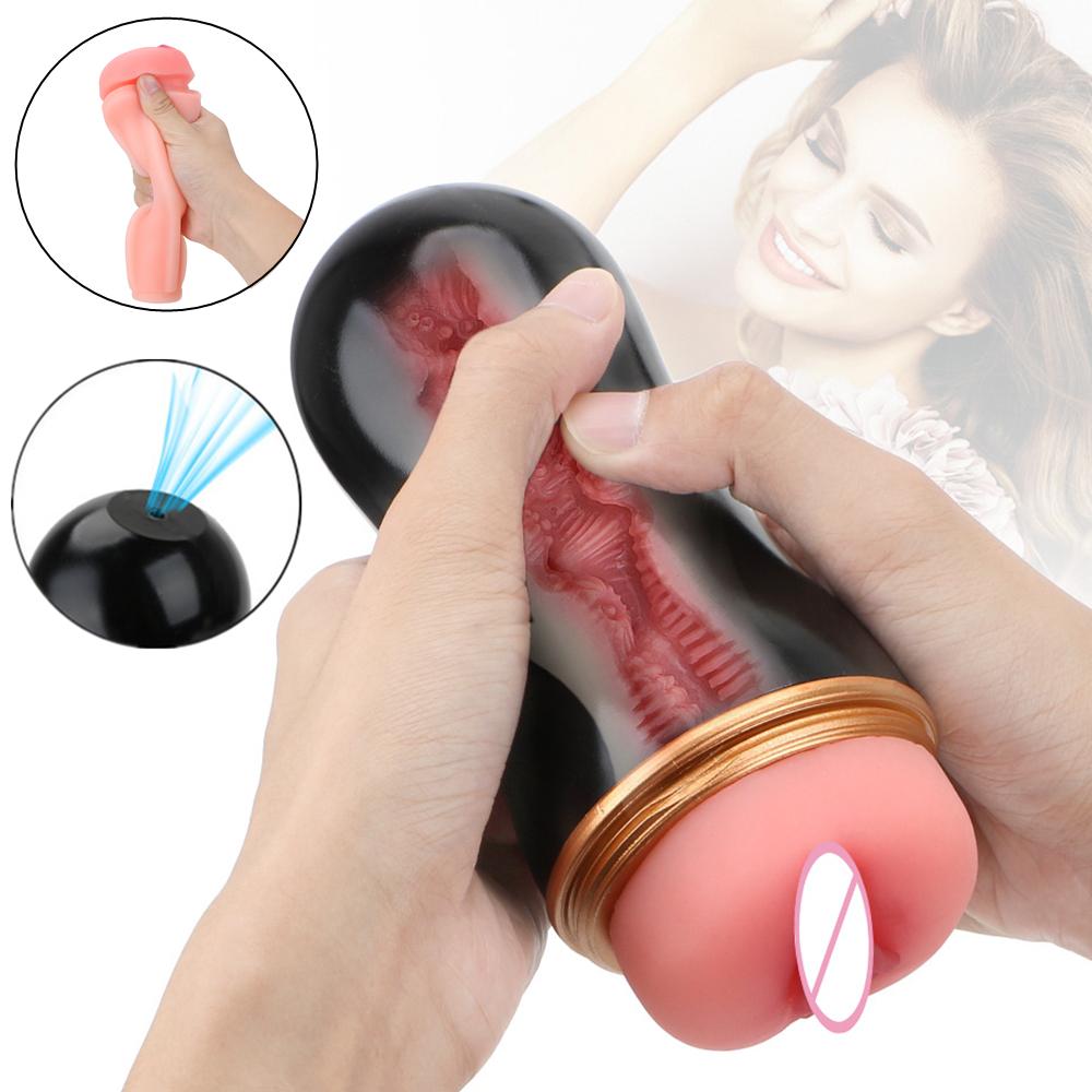 Manual Male Masturbator Cup Realistic Vagina Vacuum Sucking Blowjob Sex Machine For Men Masturbation Pocket Pussy Adult Toys