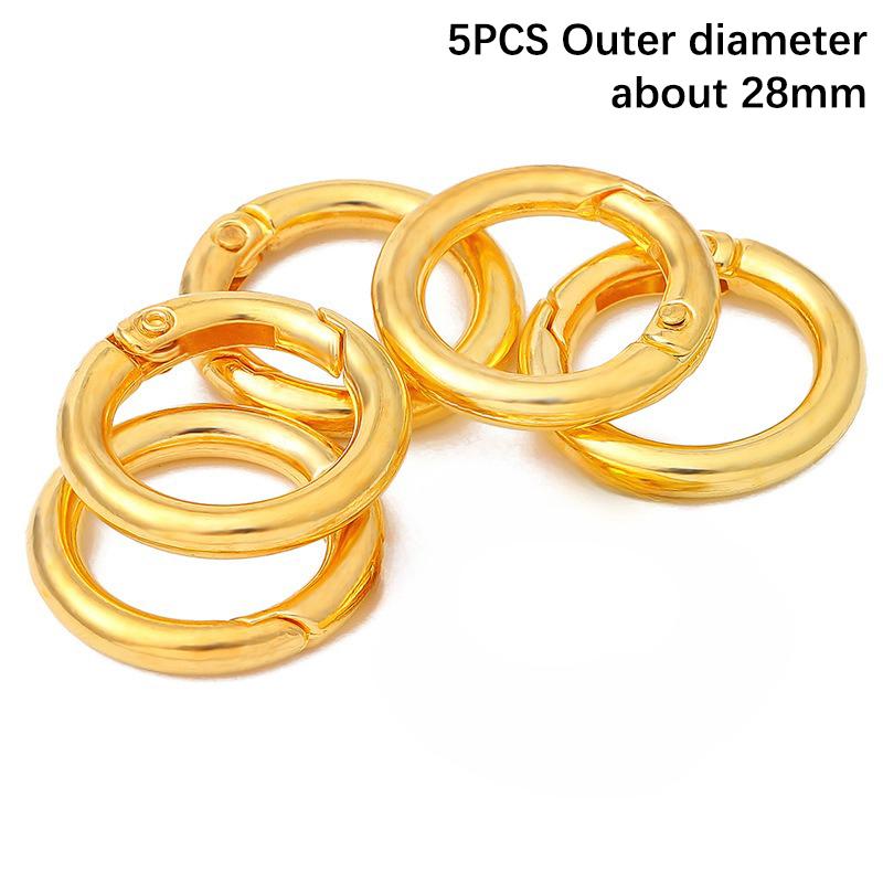 5Pcs Alloy Spring Openable Keyring Round Spring Snap Hooks Carabiner Keychain Snap Ring Carabiner Diy Keychain Making Supplies