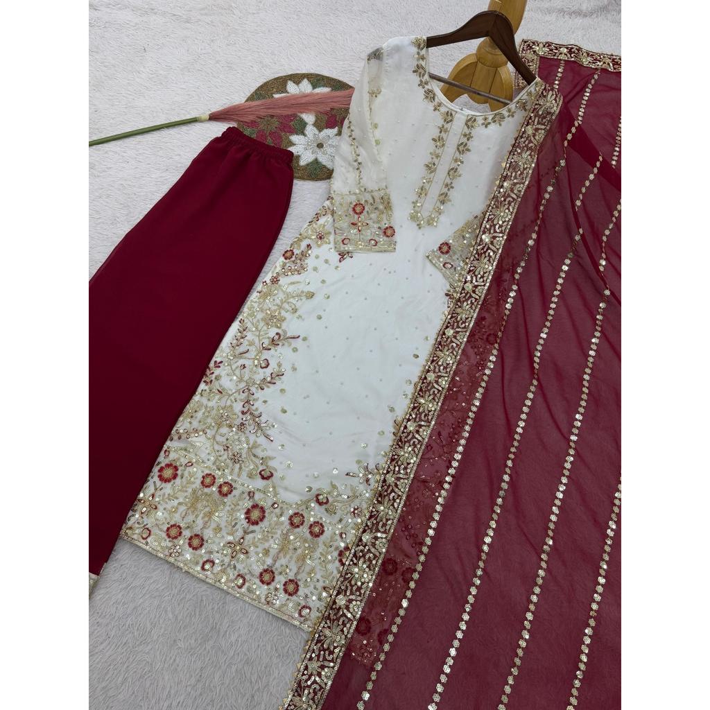 Beautiful Party Wedding Wear Palazzo Suit Indian Pakistani Ethnic Salwar Kameez