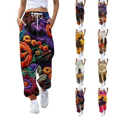 Women's Fashion Sport  Printed Drawstring Pocket Casual Sweatpants Pants