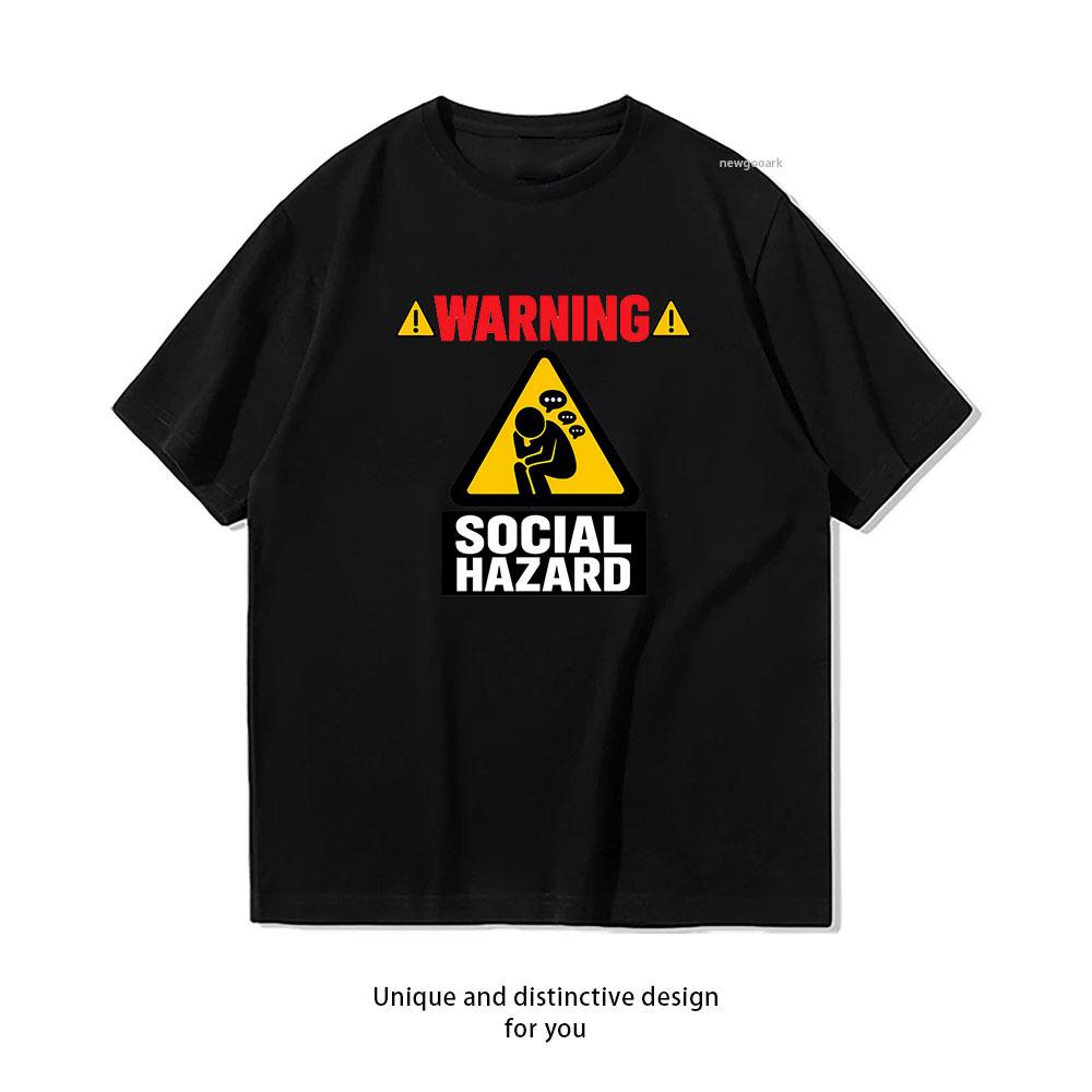 

Warning Social Hazard Introvert Humor Variant Tshirt Women Unisex Casual Cotton Printed T Shirts Adult Streetwear Tops Tee S