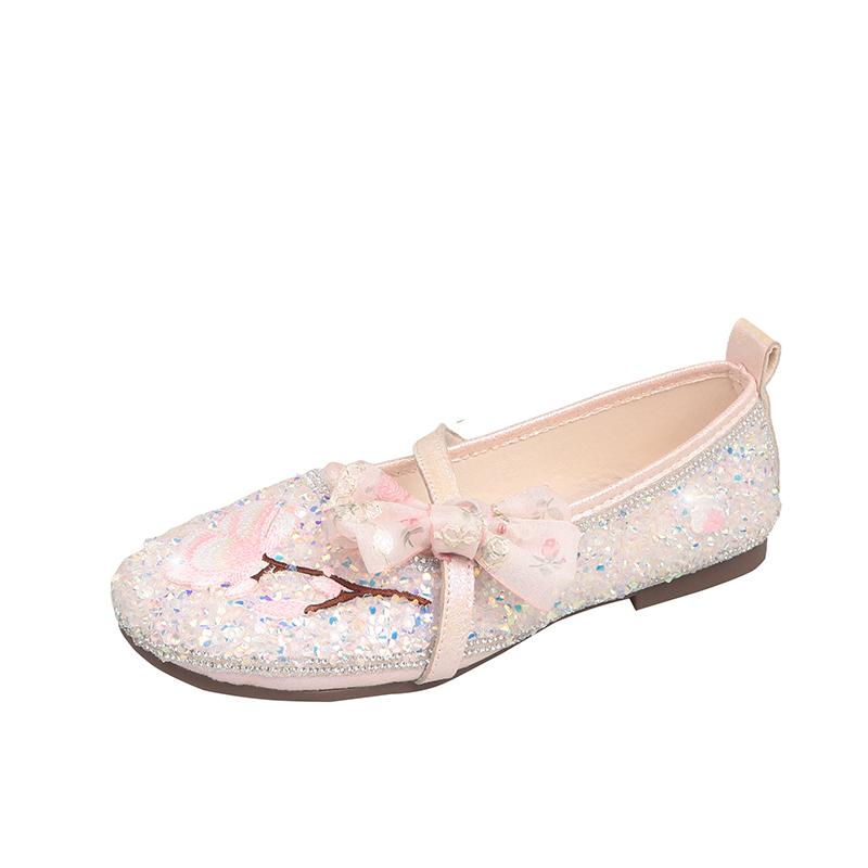 

Модные туфли-балетки с круглым носком и неглубоким вырезом, с пайетками и бантом, весенние новинки, на мягкой подошве, нескользящие, слипоны 40 розовый