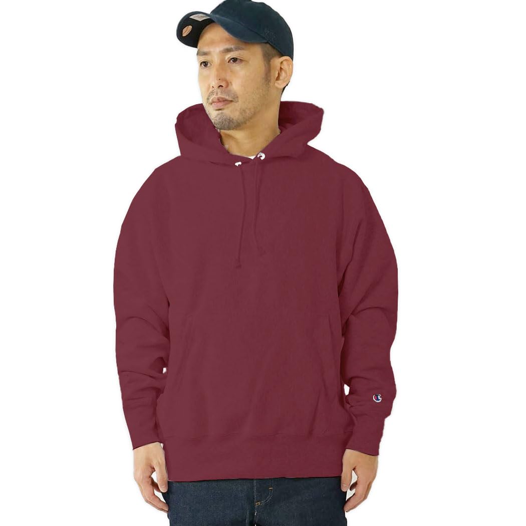 

[Champion] S101 Reverse Weave Pullover Hoodie Sweatshirt, Solid Blue Tag, Maroon, Size S