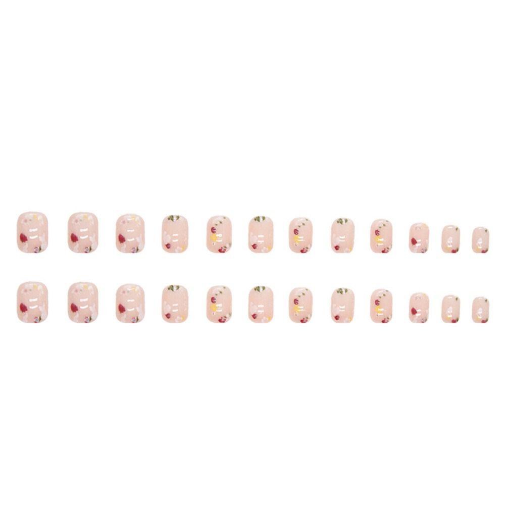 24pcs Detachable Fake Nials Press on Nails DIY False Nails Short Square Simple French