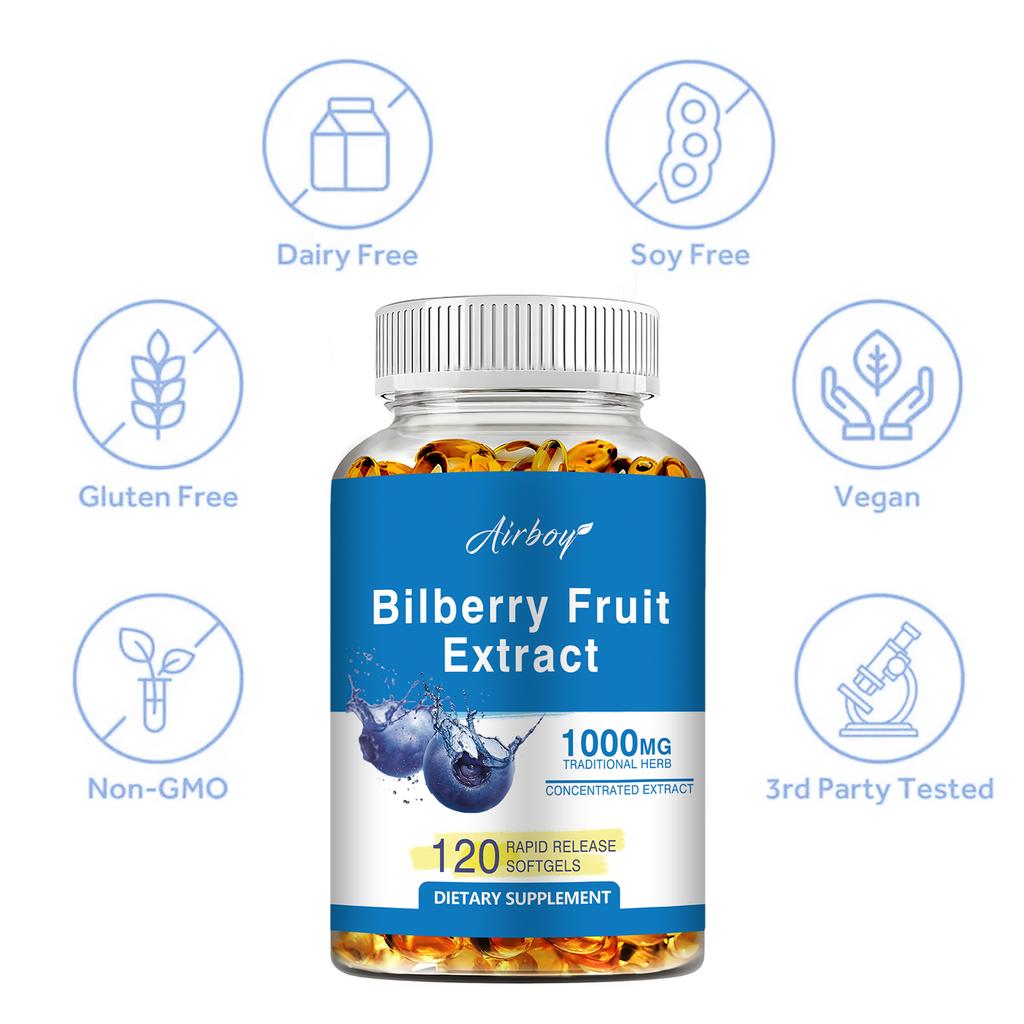 Bilberry Fruit Extract 1000mg - Eye Care & Vision Health, Antioxidant Supplement