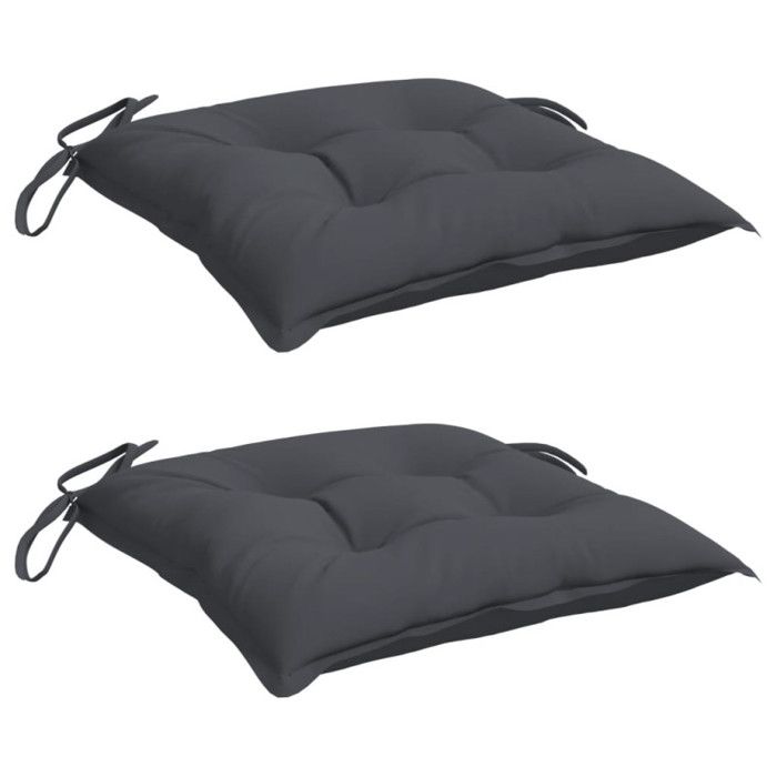 VidaXL Lot de 2 Coussins de Chaise, Galette de Siège avec Jeux de Cordes, Coussin d'Extérieur Imperméable, Anthracite 361507
