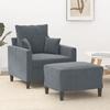 VidaXL Armchair with Footrest Dark Grey 60 Cm Velvet, Sofa, Armchair, TV Armchair, Single Sofa, Seat, Sofa 3201098