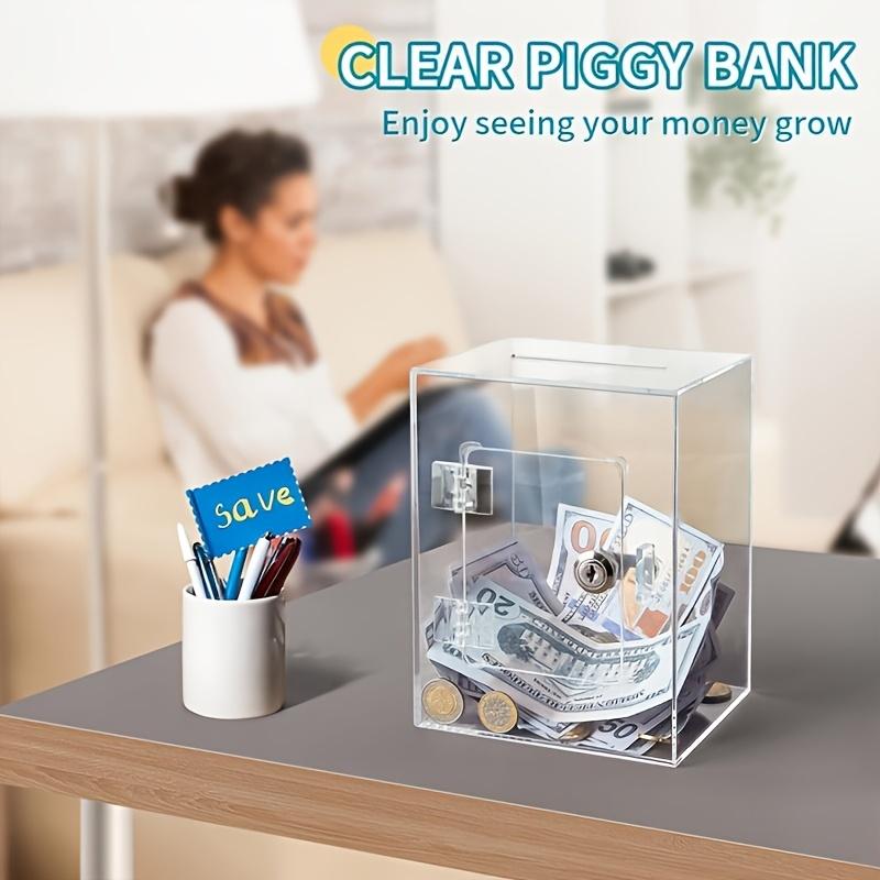 PGY Acrylic Transparent Card Box with Lock Money Saving Jar Coin & Cash Bank Waterproof  Voting/Suggestion/Tip/Jar Donation Box
