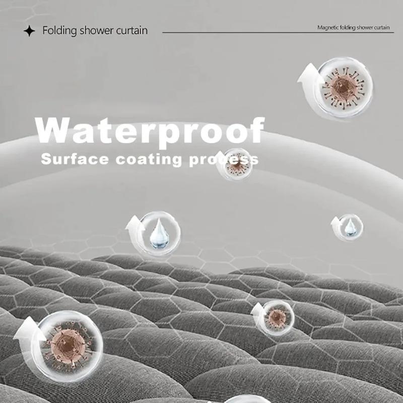 Heavy Duty Magnetic Shower Curtain Linen Blend Anti-Mildew Water Repellent Weighted Hem Bath Partition Curtain Standard Shower