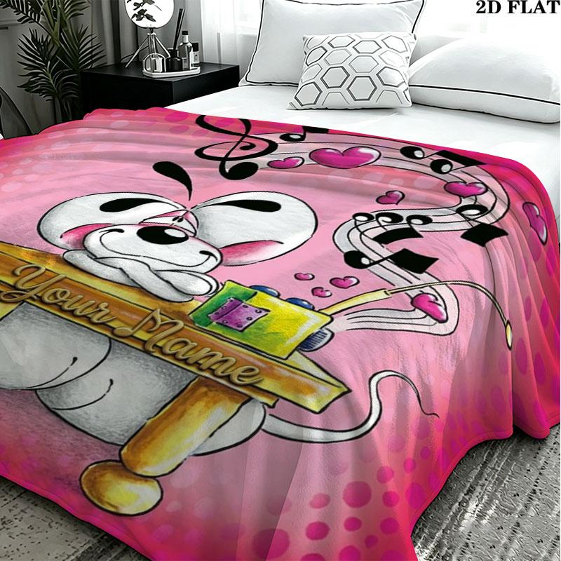 1PC Diddl Custom Name Patterned Flannel Blanket Suitable For All Seasons for Home Decor Warmth and Comfort Gifts Holiday Present