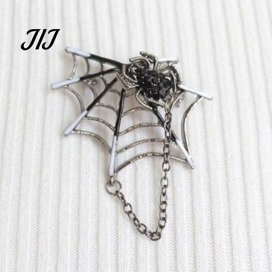 Women Gothic Jewelry Spider Web Brooch for Halloween, Sparkling Rhinestone Lapel Spooky Pin Pin, Holiday Clothing Accessory Men