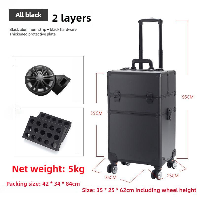 Large Capacity Cosmetic Case Trolley Portable Eyelash Nail Art and Tattoo Embroidery Toolbox Multi-layer Trolley Box
