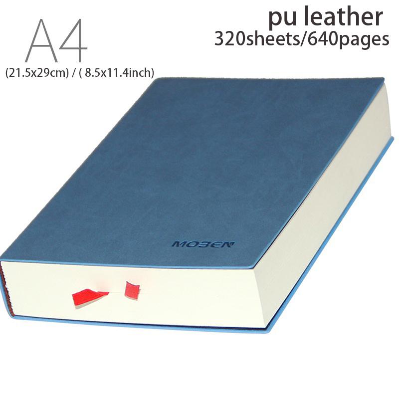 640/400/240/160 sider Ultratykk linjert studentdagbok Notatbok Kontorrekvisita A4/A5/A6 PU-skinn Arbeidsnotatblokk for forretninger